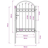 Cancello per recinzione ASSEN con parte superiore ad arco in acciaio 102x150 cm Nero