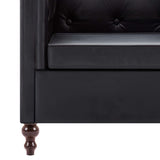 Divano Chesterfield a 3 Posti Rivestito in Similpelle Nero