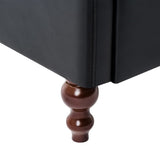 Divano Chesterfield a 3 Posti Rivestito in Similpelle Nero