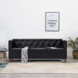 Divano Chesterfield a 3 Posti Rivestito in Similpelle Nero
