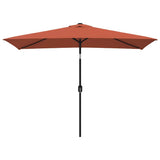 Ombrellone con Palo in Metallo 300x200 cm Terracotta