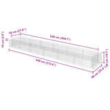 Gabbione Letto Rialzato in Acciaio Zincato 540x90x50 cm