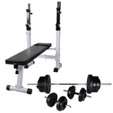 Panca Reclinabile con Rack Bilanciere e Set Manubri 60,5 kg