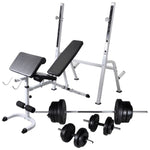 Panca Multifunzione con Bilanciere e Set di Manubri 60,5 kg