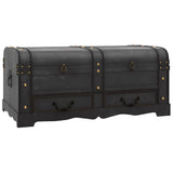 Baule del Tesoro in Legno Nero 90x51x42 cm