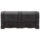 Baule del Tesoro in Legno Nero 90x51x42 cm