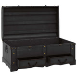 Baule del Tesoro in Legno Nero 90x51x42 cm