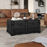 Baule del Tesoro in Legno Nero 90x51x42 cm