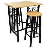 Tavolo e Sgabelli da Bar Set 3 pz in Legno e Acciaio