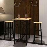 Tavolo e Sgabelli da Bar Set 3 pz in Legno e Acciaio