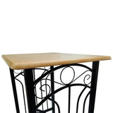 Tavolo e Sgabelli da Bar Set 3 pz in Legno e Acciaio