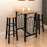 Tavolo e Sgabelli da Bar Set 3 pz in Legno e Acciaio