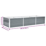 Letto Rialzato Giardino in Acciaio Zincato 240x80x45 cm Grigio