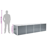 Letto Rialzato Giardino in Acciaio Zincato 320x80x77 cm Grigio