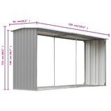 Capannone da Giardino in Acciaio Zincato 330x92x153cm Grigio