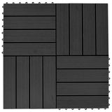 Piastrella per Decking 11 pcs Nero 30 x 30 cm WPC