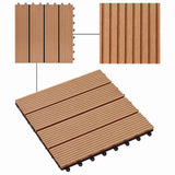 Piastrella per Decking 11 pcs Teak riciclato 30 x 30 cm WPC
