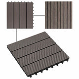 Piastrella per Decking 11 pcs Marrone Scuro 30 x 30 cm WPC