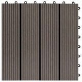 Piastrella per Decking 11 pcs Marrone Scuro 30 x 30 cm WPC