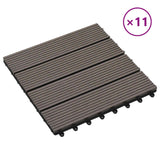 Piastrella per Decking 11 pcs Marrone Scuro 30 x 30 cm WPC
