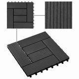 Piastrella per Decking 11 pcs Nero 30 x 30 cm WPC