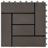 Piastrella per Decking 11 pcs Marrone Scuro 30 x 30 cm WPC
