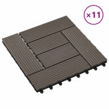 Piastrella per Decking 11 pcs Marrone Scuro 30 x 30 cm WPC