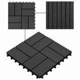 Piastrella per Decking 11 pcs Nero 30 x 30 cm WPC