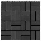 Piastrella per Decking 11 pcs Nero 30 x 30 cm WPC