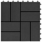 Piastrella per Decking 11 pcs Nero 30 x 30 cm WPC