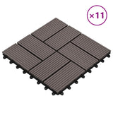 Piastrella per Decking 11 pcs Marrone Scuro 30 x 30 cm WPC