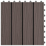 Piastrella per Decking 11 pcs Marrone Scuro 30 x 30 cm WPC