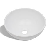 Lavello Bagno con Miscelatore in Ceramica Rotondo Bianco