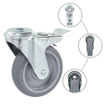 Ruote Girevoli con Foro per Bulloni e Doppio Freno 4 pz 100 mm
