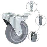 Ruote Girevoli con Foro per Bulloni e Doppio Freno 4 pz 100 mm