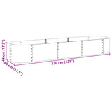 Letto Rialzato Giardino 320x80x44 cm in Acciaio Zincato Grigio