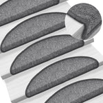 Tappetini per scale 15 pz 56x17x3 cm Grigio scuro Semicircolari