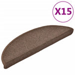 Tappetini per scale 15 pz 56x17x3 cm Marrone caffè Semicircolari