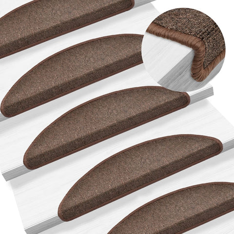 Tappetini per scale 15 pz 56x17x3 cm Marrone caffè Semicircolari