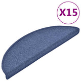 Tappetini per scale 15 pz 56x17x3 cm blu semicircolari