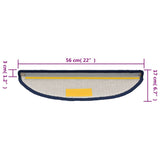 Tappetini per scale 15 pz 56x17x3 cm blu semicircolari