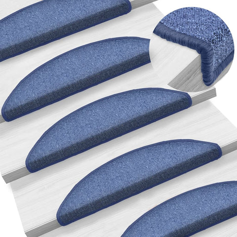 Tappetini per scale 15 pz 56x17x3 cm blu semicircolari