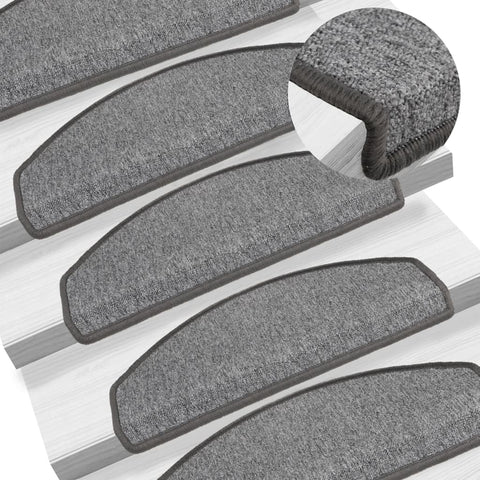 Tappetini per scale 15 pz 65x24x4 cm Grigio scuro Semicircolari Grandi