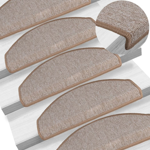 Tappetini per scale 15 pz 65x24x4 cm Marrone chiaro Semicircolari Grandi