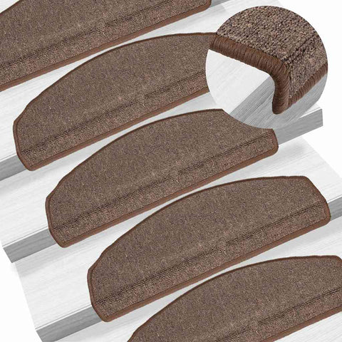 Tappetini per scale 15 pz 65x24x4 cm Marrone caffè Semicircolari Grandi