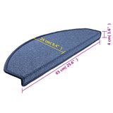 Tappetini per Scale 15 pz Blu 65x24x4 cm