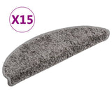 Tappetini per scale 15 pz 56x17x3 cm Grigio Semicircolari