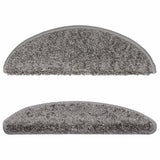 Tappetini per scale 15 pz 56x17x3 cm Grigio Semicircolari