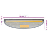Tappetini per scale 15 pz 56x17x3 cm Grigio Semicircolari