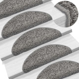 Tappetini per scale 15 pz 56x17x3 cm Grigio Semicircolari